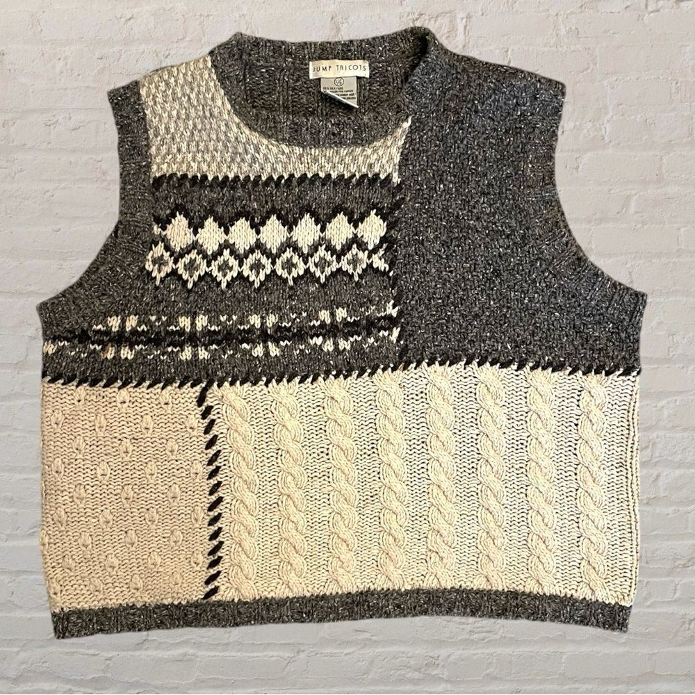 90s vintage patchwork knit sweater vest